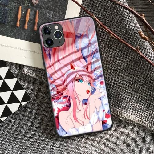 Zero Two 02 Franxx Anime Soft Silicone Glass Phone Case for IPhone SE 6s 7 8 Plus X Xr Xs 11 12 Mini Pro Max Samsung Redmi