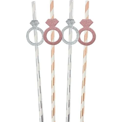 Chicinlife 10Pc diamond Paper Straws Wedding Decorations Table Decor Photo Prop Hen Bachelorette Party Bridal Shower Supplies