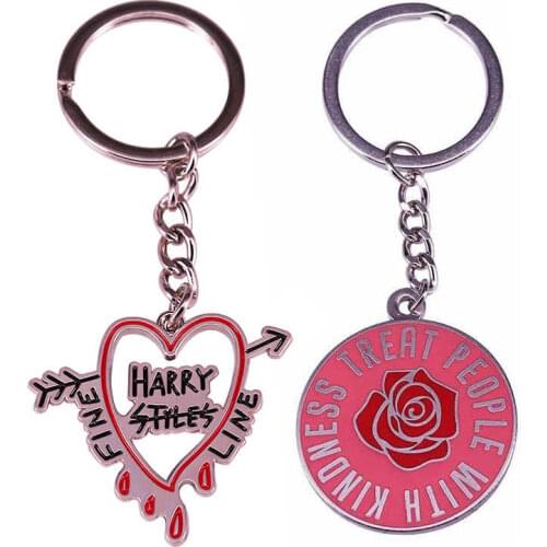 HS Styles TPWK Fine Line Bleeding Heart Keychain Key Ring Hollow Pendant Metal Keyring Key Chain Accessories