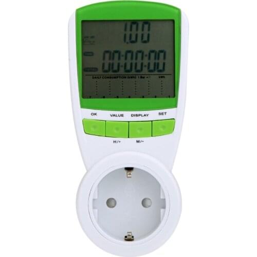 Power Energy Meter EU Plug Digital Power Meter 230V 50Hz LCD Digital Display Wattage Voltage Current Frequency Monitor Analyzer