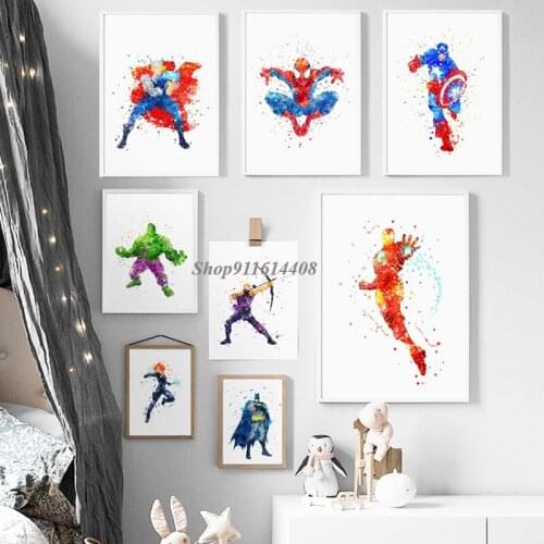 Canvas Painting Marvel Movie Poster Print Superheroes Captain America Spiderman Cartoon Wall Art Picture Kids Living Room Decor