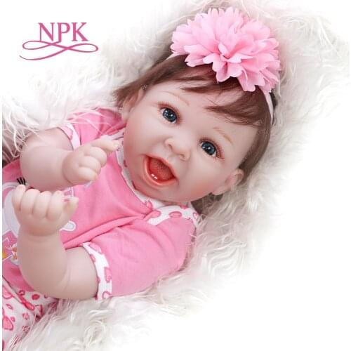 NPK 55CM bebe doll reborn baby lifelike real touch soft body newborn baby smile face happy doll Christmas Gift