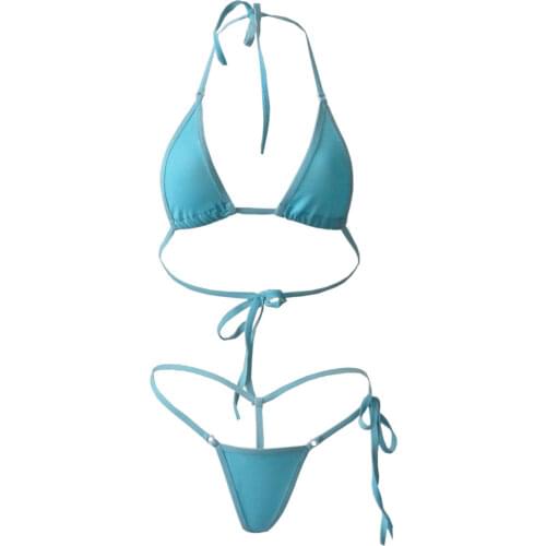 Micro bikini new Sexy Sling Solid color Triangle Lace Thong girl Beach spa swimwear women swimsuit biquini bikinis monokini