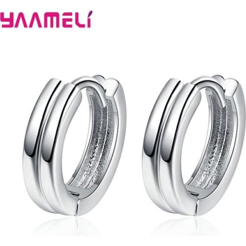 Trendy Minimal Silver Glossy Hoop Earrings Cartilage Earrings Piercing Accessory Small Huggie Female Hoops For Women Men