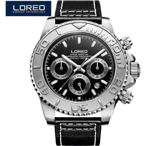 LOREO Men Automatic Mechanical Watch Luxury Brand Men Fashion Genuine Leather Man Multifunctional Watches relogio masculino 2019