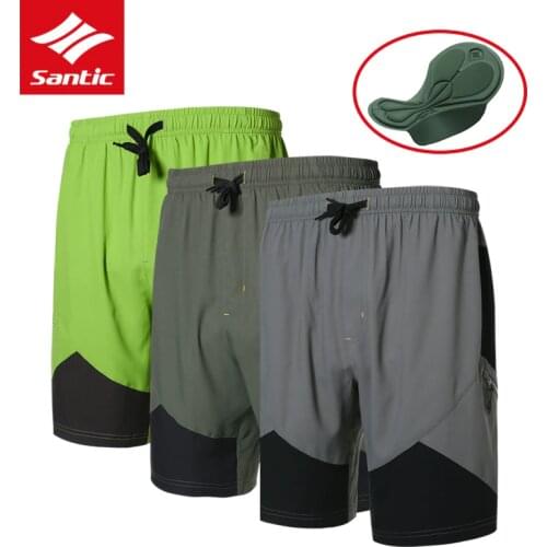 Santic Mens Cycling Shorts One-piece Design Loose Mountain Road Bike Shorts Padded Bike Shorts Bermuda Ciclismo
