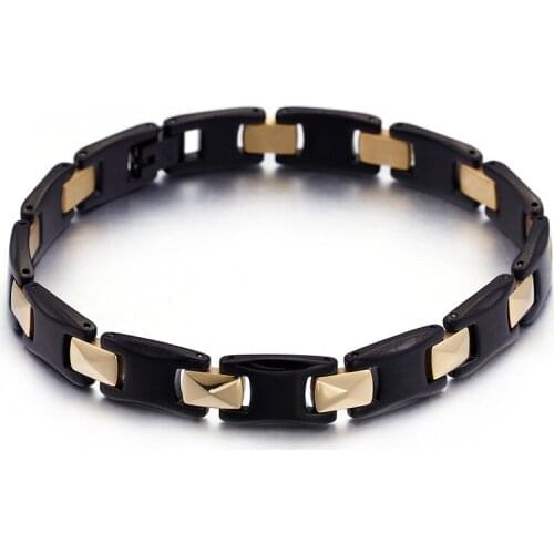 Jewelry Classic Glossy Gold Business Mens Titanium Steel Bracelet Mens Bracelet