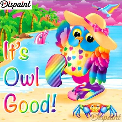 Dispaint Full Square/Round Drill 5D DIY Diamond Painting "Owl Dolphin" Embroidery Cross Stitch 3D Home Decor A12619