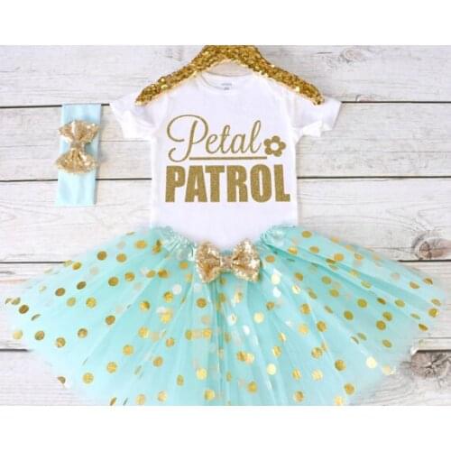Customize flower girl Rehearsal Dinner Petal Patrol bodysuit onepiece cake mesh tutu romper Outfit Set baby shower party favors