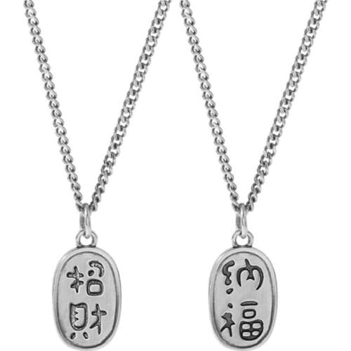 New Fashion Couple Necklace For Women Men Jewelry Trendy Silver 925 Male Choker Necklace Letter Accessories Lover Christmas Gift