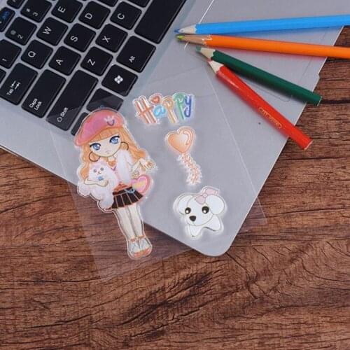 Beautiful Girl and Cute Cat Transparent Clear Silicone Stamp/Seal for DIY Scrapbooking/photo Album Decorative Clear Stamp