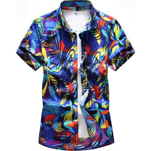 Short Sleeve Shirt Men Summer Fashion Casual Plus Size Mens Shirts High Quality Flower Shirts Mens Social 6XL 7XL