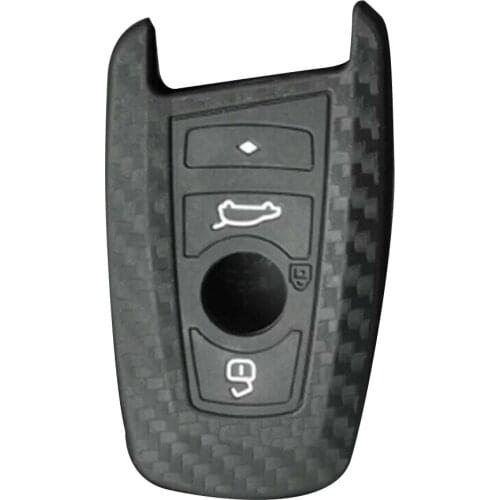 Silicone Carbon Fiber Silicone Car Key Cover Protector Case For BMW 1 2 3 4 5 6 Z4 X3 X5 X6 Keychain
