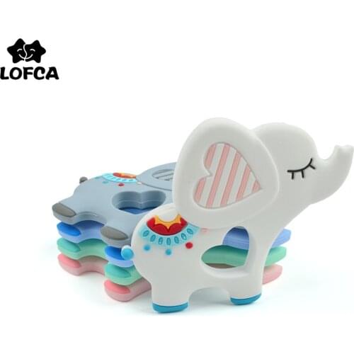 New elephant Silicone Baby Teether Cartoon Animal BPA Free beads Teething Necklace DIY Shower Food Grade Silicone Teether