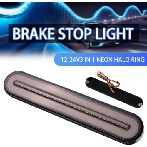 LED Trailer Truck Brake Light 3 in 1 Neon Halo Ring Tail Brake Stop Flowing Turn Signal Light Lamp Blinker Waterproof 12V-24V