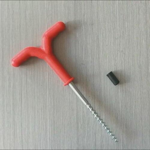 Versatile Ice Fishing Bracket Y-Shaped Spiral Head Ice Fishing Support Iron Auger Screw Rod Stand Rests Pole Rack for Outdoor