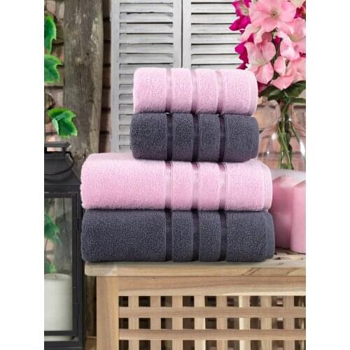 Bath Towel Set %100 Cotton 4pcs For Adults Quality Dry Easy Cleaning Thick Soft Absorbent Comfortable Beach Hotel made in Turkey