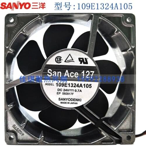 Sanyo Denki 109E1324A105 Server Cooling Fan DC 24V 0.7A 127x127x38mm 2-wire