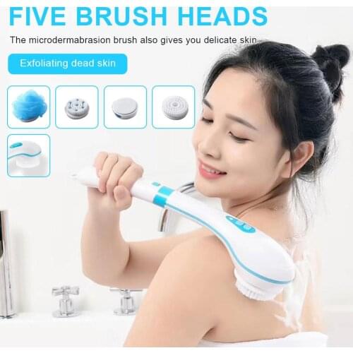 Waterproof Electric Massage Bath Brush Handheld Multi-function Long-handled Back Rubbing Bathing Artifact Cleaning Shower Brush
