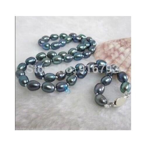 YH@CS >18" 10-13MM NATURAL TAHITIAN GENUINE PEACOCK BLUE PEARL NECKLACE