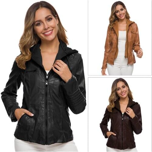 Faux Leather PU Jacket Women Hoodies 2020 Winter Autumn Gothic Motorcycle Jacket Black Outerwear Jacket Coat Plus Size 5XL 7XL
