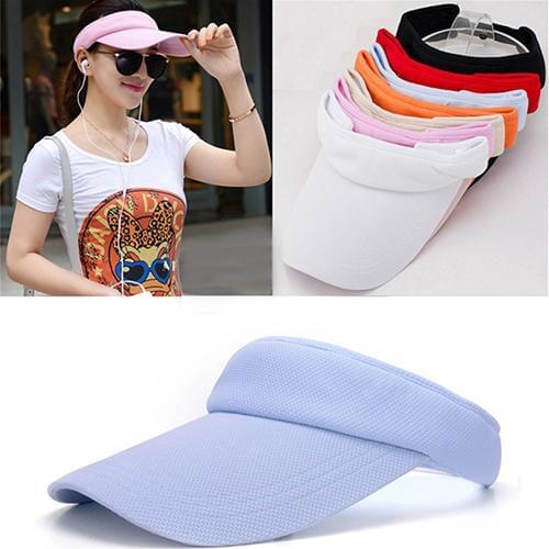 Women Adjustable Sunhat Plain Sports Mesh Visor Cap Tennis Golf Beach Hat
