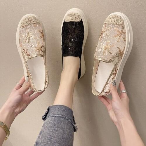 Spring And Summer New Style Mesh Breathable Ladies Single Shoes Versatile Shallow Mouth Thick Bottom Increased Casual Shoes