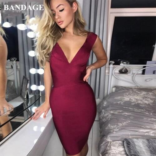 Fashion Sexy Sleeveless Deep V Neck Women Bandage Dress Bodycon Sexy Backless Dresses Celebrity Party Club Zippers Vestidos