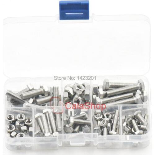 1 Box / Lot Hex Head Nuts 304 Stainless Steel Nuts Bolts Screws Thread Button Cap Fasteners Hardware Accessories