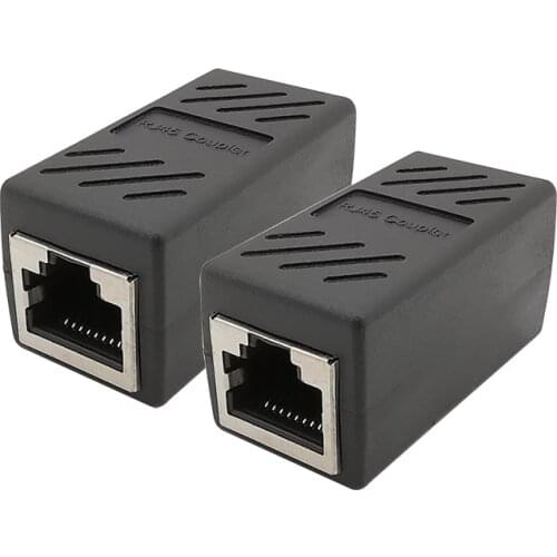 1Pcs Black RJ45 Connector Female to Female Jack Network Ethernet LAN Connector RJ45 Coupler Extender Cable Extension Converter