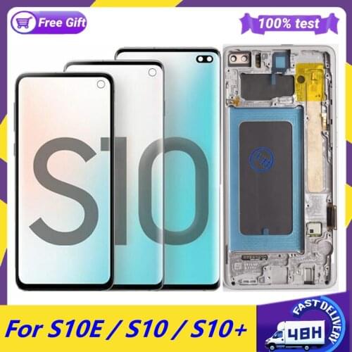 100% Original Super AMOLED LCD Display Touch Screen Digitizer for Samsung Galaxy S10 G973F S10Plus G975F S10e G970F Repair Parts