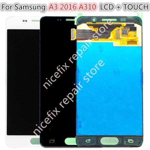 100Test OK Can Adjust Brghtness AMOLED LCD Screen Compatible For Samsung A3 2016 A310 A3100F A3100 A310F Digitizer Touch Display