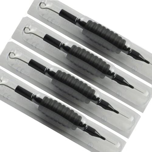 12Pc Sterile Disposable Sterile Tattoo Needle Tube Grip Tip RL RS F Silicone Handle Grips Black Makeup Cartridge Needles kit