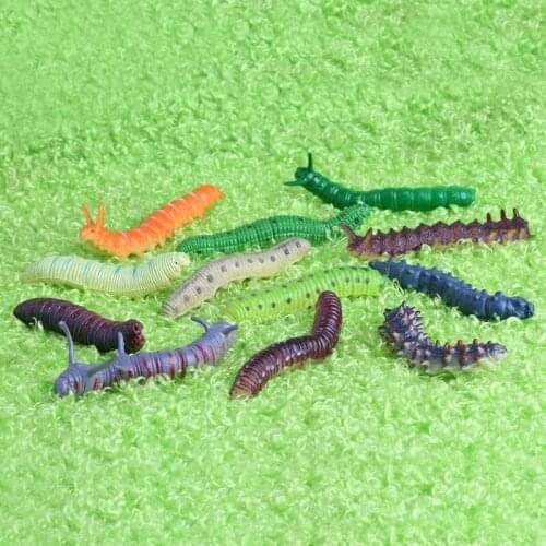 12 x Twisty Worm Realistic Fake Caterpillar Insect Educational Trick Toy Plastic