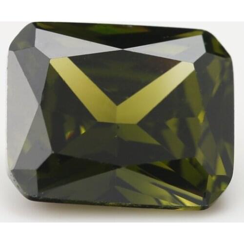 50PCS 3x4~13x18mm Octangle Shape Princess cut Olive Green Loose cz stone Synthetic Gems Cubic Zirconia For DIY Jewelry Stone