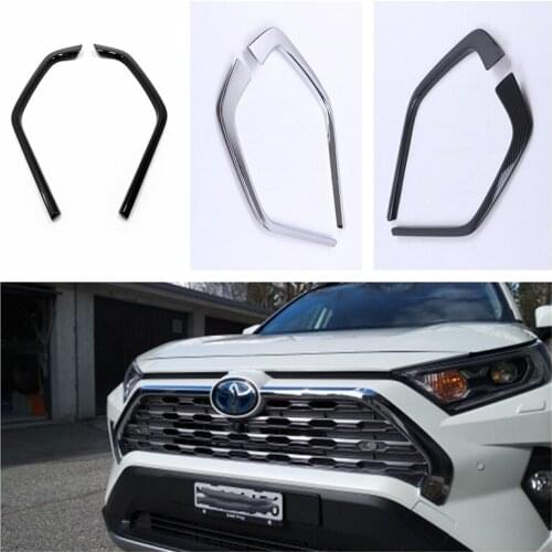 For Toyota RAV4 2019 2020 2pcs ABS Chromed Car Front Grill Grille Decorative Cover Trim Strips Car Styling Decals