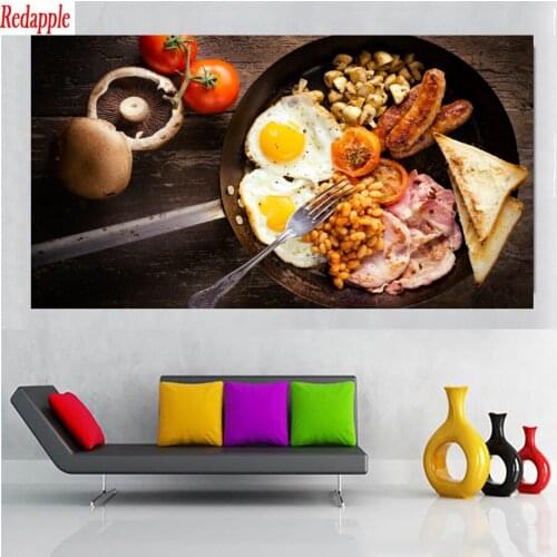 Diy diamond painting cross stitch egg bread fruit food full square round mosaic diamond painting embroidery kitchen decoration