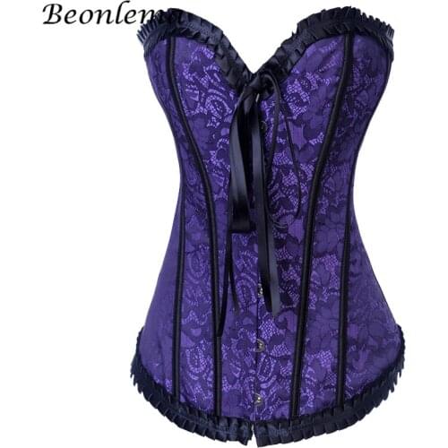 Beonlema Purple Corset Gothic Fashion Bustiers Lace Up Woman Sexy Clothing Red Female Bodice Gorset Sexi