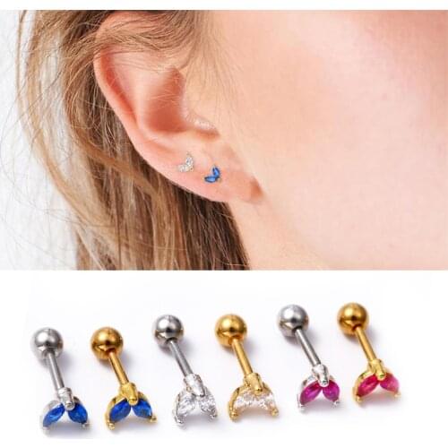 Color Horse Eye Studs CZ Cartilage Earrings for Women Party Jewelry Cartilage Piercing Stud Earring Simple Ear Jewelry