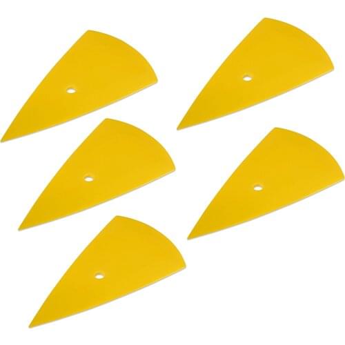 EHDIS 5pcs Yellow Triangle Plastic Squeegee Carbon Fiber Vinyl Film Car Wrapping Tool Go Corner Wrap Scraper Cleaner Window Tint