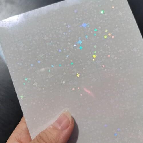 Holographic Star Foil Adhesive Tape Back Hot Stamping On Paper DIY Package Color Card 50 Sheets 6inch 105x165mm
