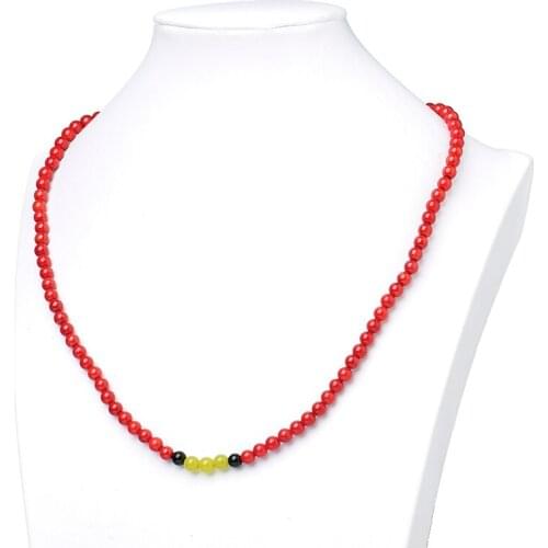 Imitation Red Coral 6mm with Yellow and Black Beads For Diy Imitation Red Coral Necklace 22inch Making Jewelry Gifts H450