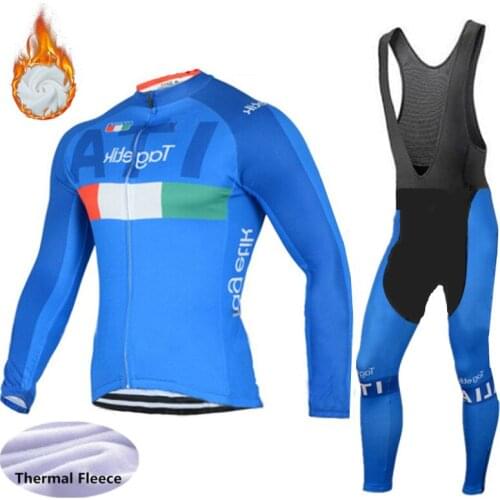Italia blue winter set fleece thermal cycling ciclismo ropa team cycling clothing MTB Bicycle racing cycling sports wear