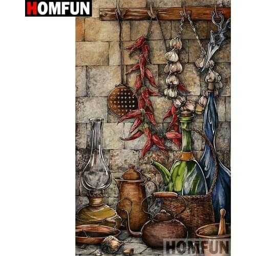 HOMFUN Full Square/Round Drill 5D DIY Diamond Painting "Kitchen vegetables" Embroidery Cross Stitch 3D Home Decor Gift A30152