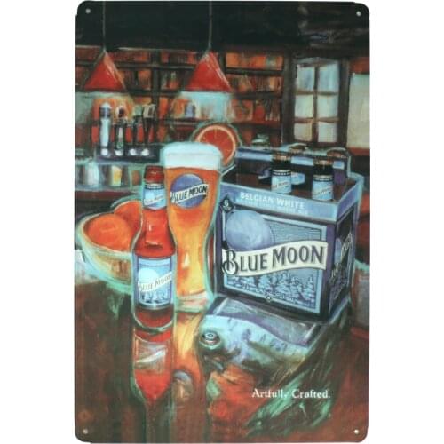 Metal Sign Utopia Beer Blue Moon Art Wall Painting Bar Bistro Art Retro Wall Decoration Retro Metal Sign 8X12 Inches