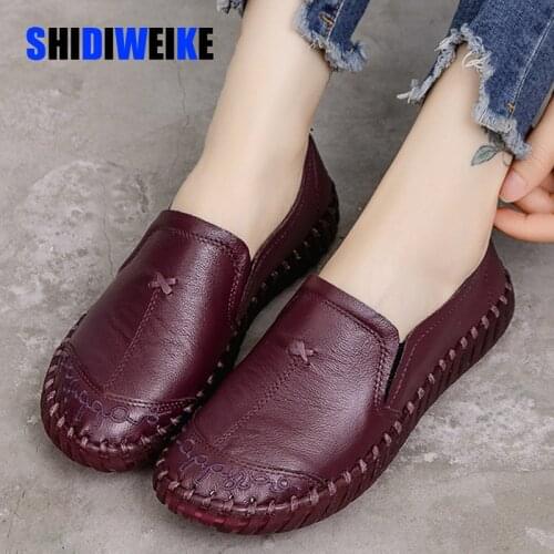 2021 Fashion Women Shoes Genuine Leather Loafers Women Casual Shoes Soft Comfortable Shoes Women Flats I012