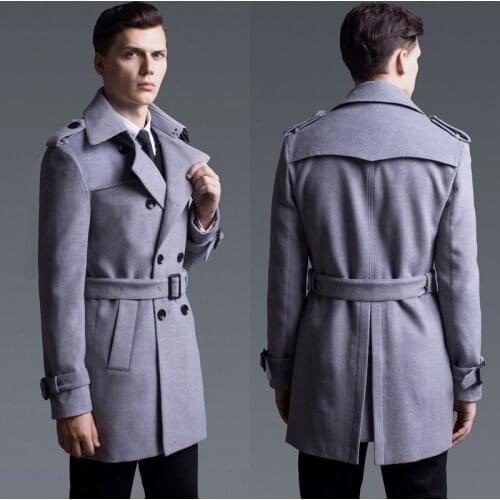 New Cashmere Mens Coat Luxury Solid Color Double Breasted Mens Jacket Plus Size 5xl 6xl Fashion Slim Fit Wool Man Trench