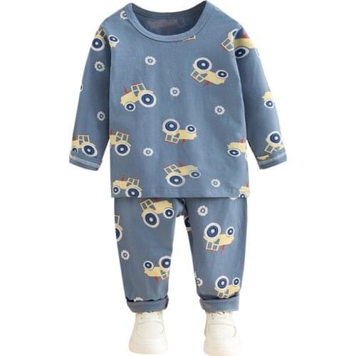 TUONXYE Boys Girls Pajamas Set Children Dinosaur Tractor Cotton Kids Long Sleeves Pijama Baby Sleepwear Clothing Nightwear
