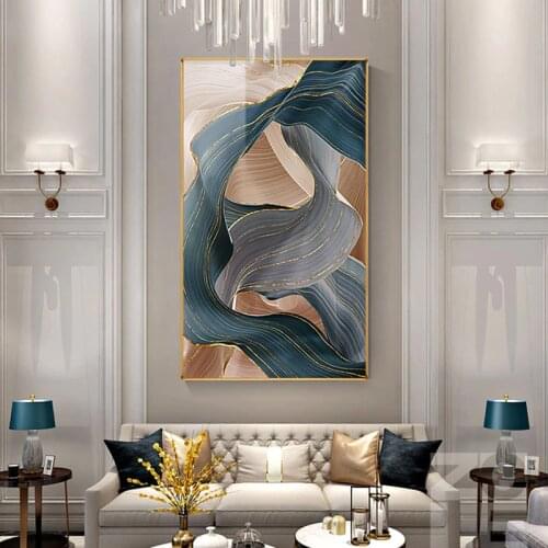 Nordic Canvas Painting Modern Abstract Luxury Ribbon Posters Prints Wall Pictures for Living Room Bedroom Decor Gold Art Poster