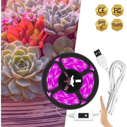 Hand Sweep LED Grow Light Strip USB 5V Full Spectrum Phytolamp Plant Lamp 2835 SMD Dimmable For Grow Tent Greenhouses Flowers